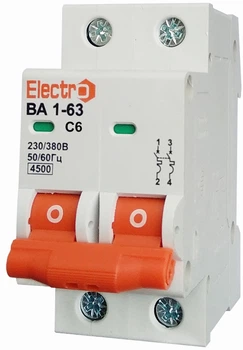Автоматичний вимикач ElectrO ВА 1-63 2р 6А C (45VA63C2006)