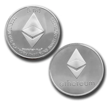 Сувенирная монета Эфир ETH (Ethereum) в пластиковой прозрачной коробке/чехле (530284940) Серебро