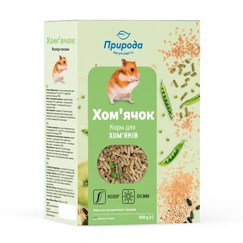 Корм для мелких грызунов (хомяков, крыс, мышей) Природа «Хомячок. колор + ензим» 500г.