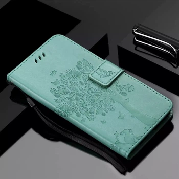 Чехол книжка Vivo V21e Кот и Дерево Turquoise (30469-32)