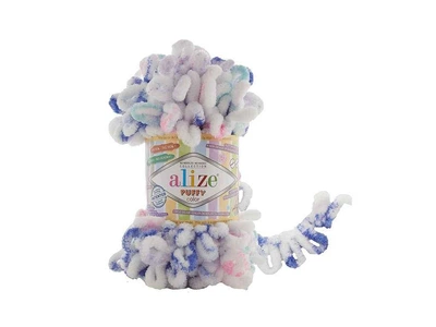 Пряжа для вязания Alize Puffy Color 6245 Бело-розово-синий