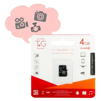 Микро сд карта памяти "T&G" 4GB Class 10, карта памяти для телефона microSDHC и видеорегистратора (1008928-Black)