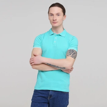 Мужская футболка поло с манжетами 100% хлопок MELGO мятно-бирюзовая 48
