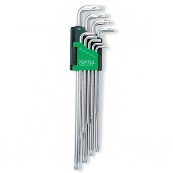 Г-образные ключи TORX TOPTUL T10 T50 9ед супердлинные сталь черный (622202)