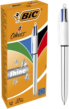 Набор шариковых ручек BIC 4 Colours Shine Silver 1 мм 12 шт (3086123343979)