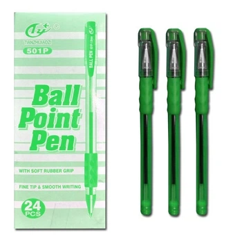 Набор ручек масляных Tianzhijiaozi Ball Point Pen 501p зеленая, 24 шт.