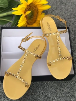 Босоніжки у камінці Swarovski Menghi 36 Гірчичний 702