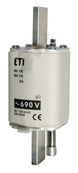 Запобіжник з бойком ETI NH-1/K gG 63A 690V KOMBI 120kA 4113340 ножовий універсальний