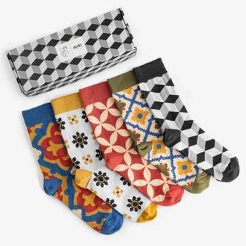 Набір з 5 пар шкарпеток в подарунковій коробці Dodo Socks - Львівські кахлі 44-46
