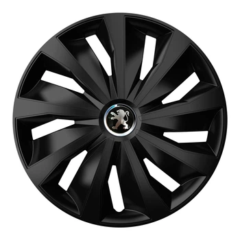 Автомобильные колпаки 4 Racing Grip Pro Black R16 4 шт. (с логотипом Peugeot)