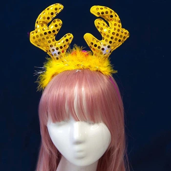 Обруч новорічний Рогу Оленя жовтий жовтий