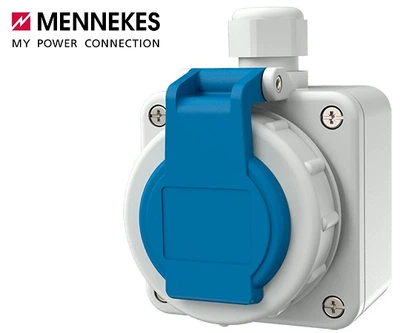 Настінна розетка SCHUKO синя MENNEKES 16A2p+E 230V IP68 1 шт (арт. 10863)