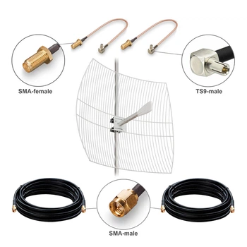 Комплект усиления сигнала 3G/4G LTE MIMO Kroks KNA27-1700/2700 27 dBi + 2 кабеля по 20 метров + переходники TS9