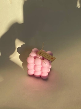 Свеча-бабл розовая «Воздушный куб» 6 см