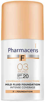Ніжний тональний флюїд Pharmaceris F SPF20 для інтенсивного маскування Бронза 30 мл (5900717153219)