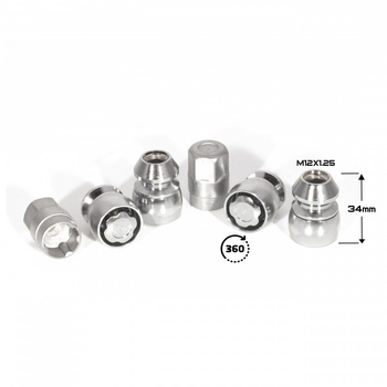 Секретные гайки на колеса MG М12х1.25х34 Конус антивандальное кольцо + 2 ключа Комплект