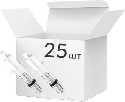 Шприц трехкомпонентный одноразовый стерильный Solocare Catheter Tip без иглы 100 мл 25 шт (Н359060)