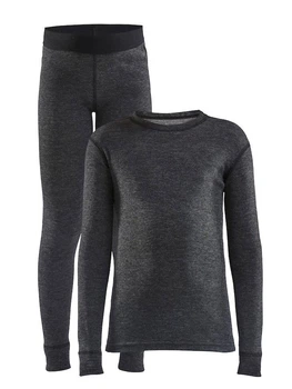 Детский комплект термобелья CRAFT Core Wool Merino Set 1909714-998000 Black Melange 158/164