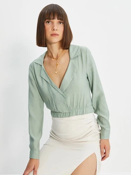 Блузка женская Trendyol TWOAW22BZ0378 34 Хаки (8683044090545)