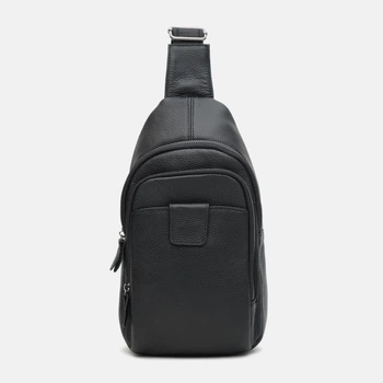 Сумка слинг через плечо мужская из натуральной кожи Laras K104034bl Черная (ROZ6400205685)