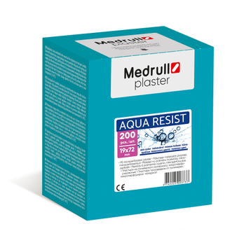 Пластир Medrull "Aqua Resist", з полiмерного матерiалу, мiкроперфорований, розмiр 7.2х1.9см , 200 шт