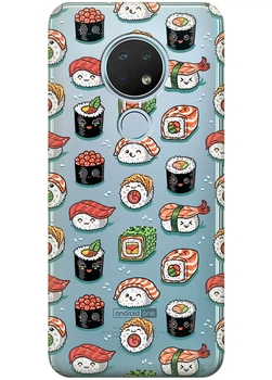 Силиконовый чехол iSwag для Nokia 6.2 Смешные суши (M13179)
