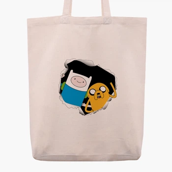 Эко сумка шоппер Время Приключений Финн и Джейк пес (Adventure Time Finn & Jake the dog) (9227-1581) 41x35x8.5 см Бежевый