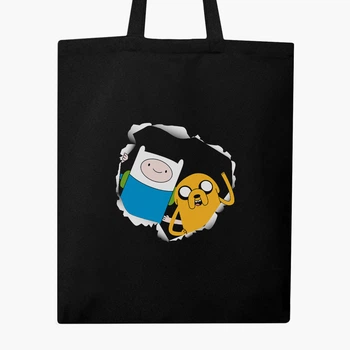 Эко сумка шоппер Время Приключений Финн и Джейк пес (Adventure Time Finn & Jake the dog) (9227-1581) 41x35 см Черный