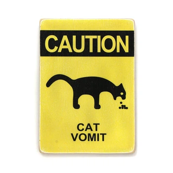 Деревянный постер Wood Posters "Caution, cat vomit" (A4 формат, фанера) (pvh0053)