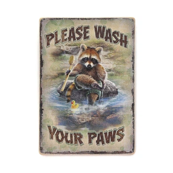 Дерев'яний постер Wood Posters "Please wash your paws" (A4 формат, фанера) (pvh0032)