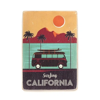 Деревянный постер Wood Posters "Surfing California" (A4 формат, фанера) (pvt0083)