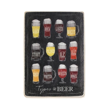 Деревянный постер Wood Posters "Types of beer. Виды пива. Вертикальный. Темный фон" (A3 формат, фанера) (pva3088)