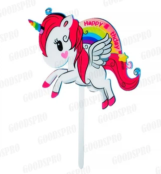 Топпер на торт "Little unicorn", розмір - 15х10 см, акрил