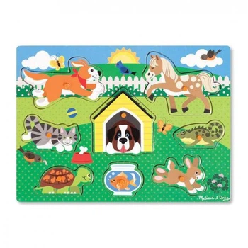 Дерев'яна рамка-вкладиш Домашні тварини Pets Peg Puzzle Melissa & Doug