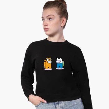 Світшот для дівчаток Амонг Ас Час пригод Фін та Джейк пес (Among Us Adventure Time Finn & Jake the dog) (9509-2414) 134-140 см Чорний