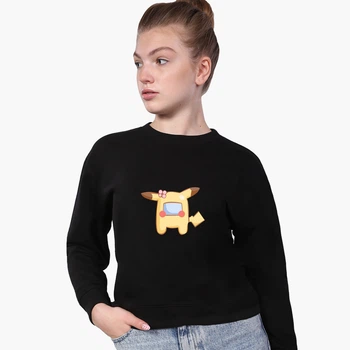 Світшот для дівчаток Амонг Ас Покемон Пікачу (Among Us Pokemon Pikachu) (9509-2419) 122-128 см Чорний