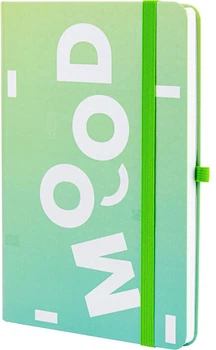 Деловая записная книжка Optima Mood A5 твердая бумажная обложка белый блок линия Зеленый (O20812-44)