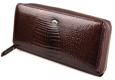 Жіночий шкіряний гаманець на блискавці з візитницею ST Leather (S7001A) 98269 Коричневий
