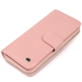 Вертикальный женский кошелек из натуральной кожи ST Leather для карт Розовый (bg193fash03)