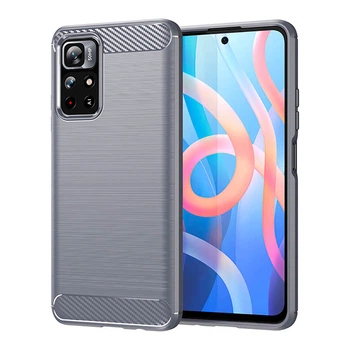 Чохол Lenuo Carbon Fiber для Poco M4 Pro 5G / Redmi Note 11 5G Gray
