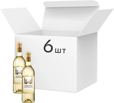 Упаковка вина Baron de Lirondeau біле напівсолодке 0.75 л х 6 шт (3211209194989_3211200136605)