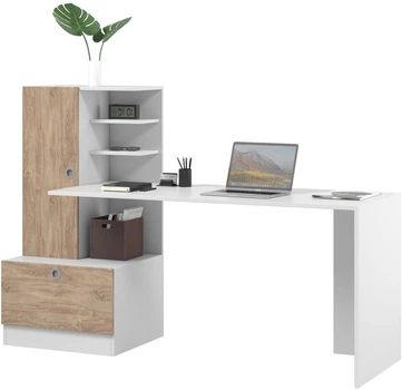 Письмовий стіл Mesa Крістер 150x50x120 см лівий Білий / Дуб Канзас (C-201.1)