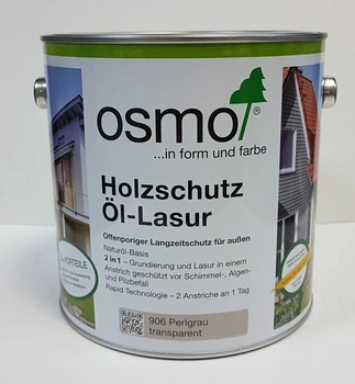 Зщитное масло – лазурь OSMO HOLZSCHUTZ ÖL-LASUR 906 (серый жемчуг) 0.75 л.
