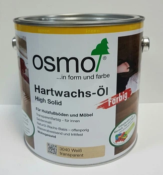 Масло с твердым воском цветное прозрачное OSMO HARTWACHS-ÖL Farbig 3040 - (белое) 0.75 л.