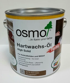 Масло с твердым воском цветное прозрачное OSMO HARTWACHS-ÖL Farbig 3075 - (черное) 2.5 л.