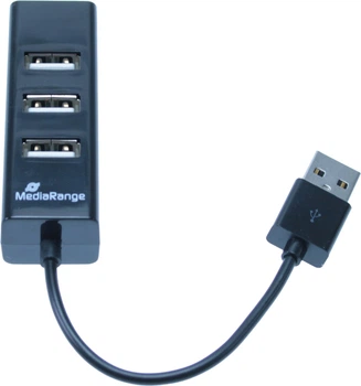 Hub USB MediaRange USB 2.0 hub 4-portowy Black (4260283117635)
