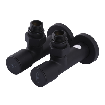 Кран вентильный SOLOMON угловой с американкой LUX 7777 1/2" BLACK 2шт