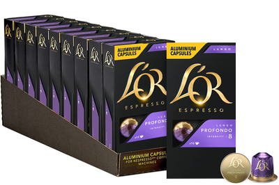 Набор кофе в капсулах L’OR Lungo Profondo 10 упаковок x 10 шт (100 капсул) совместимы с Nespresso 100% Арабика (8711000360729)