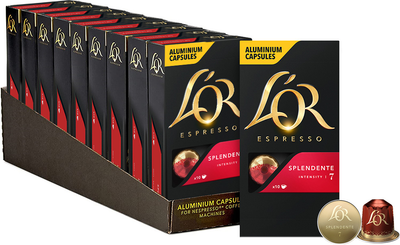 Набор кофе в капсулах L’OR Espresso Splendente 10 упаковок x 10 шт (100 капсул) совместимы с Nespresso 100% Арабика (8711000360149)