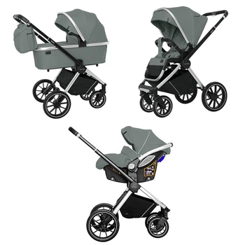 Универсальная коляска 3 в 1 Carrello Optima CRL-6504 Nordic Green Текстиль лен Сумка для мамы